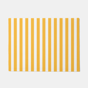 Sunny yellow and white candy stripes doormat