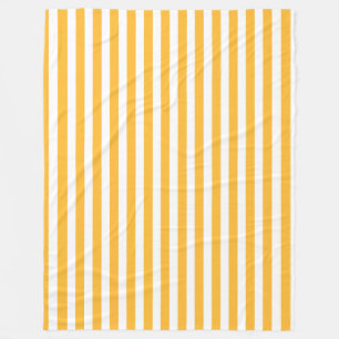 Sunny yellow and white candy stripes fleece blanket