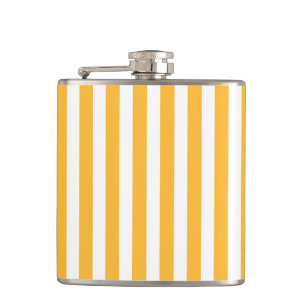 Sunny yellow and white candy stripes hip flask