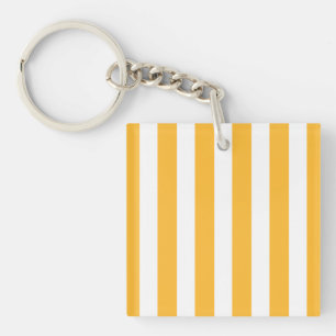 Sunny yellow and white candy stripes key ring