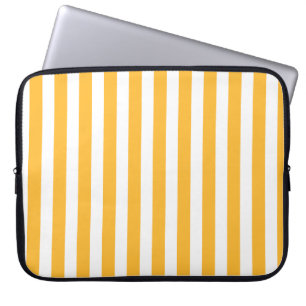 Sunny yellow and white candy stripes laptop sleeve