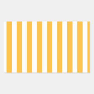 Sunny yellow and white candy stripes rectangular sticker