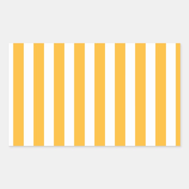 Sunny yellow and white candy stripes rectangular sticker (Front)