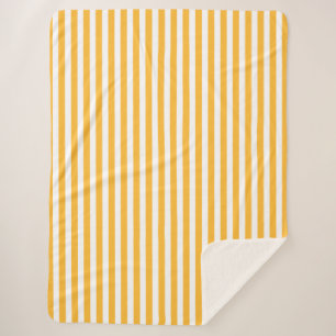 Sunny yellow and white candy stripes sherpa blanket