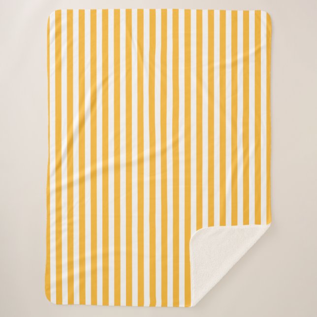 Sunny yellow and white candy stripes sherpa blanket (Front)