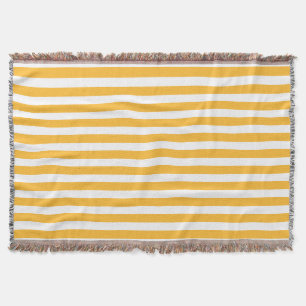 Sunny yellow and white candy stripes throw blanket