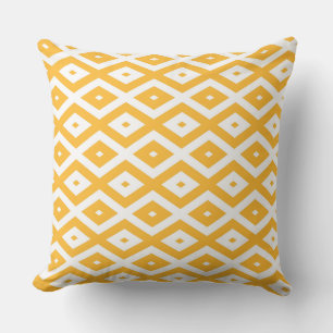 Sunny yellow and white diamond pattern cushion