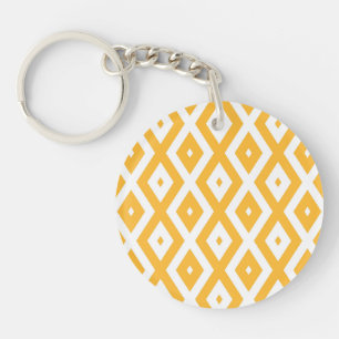 Sunny yellow and white diamond pattern key ring