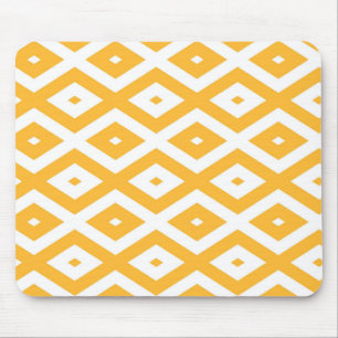 Sunny yellow and white diamond pattern mouse pad