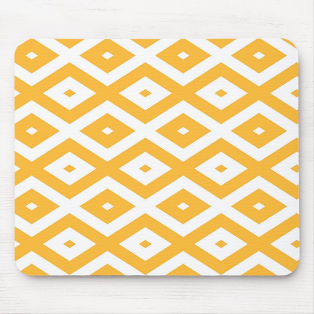 Sunny yellow and white diamond pattern mouse pad (Front)