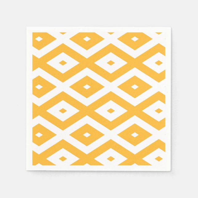 Sunny yellow and white diamond pattern napkin (Front)