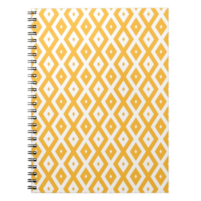 Sunny yellow and white diamond pattern notebook (Front)