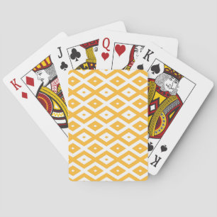 Sunny yellow and white diamond pattern playing cards