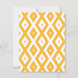 Sunny yellow and white diamond pattern RSVP card