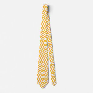 Sunny yellow and white diamond pattern tie