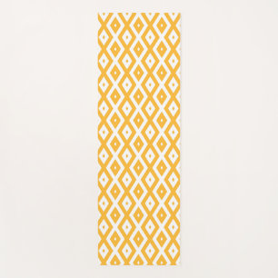 Sunny yellow and white diamond pattern yoga mat