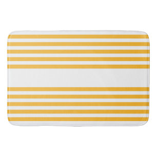 Sunny yellow and white five stripe pattern bath mat