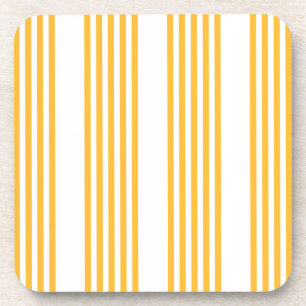 Sunny yellow and white five stripe pattern coaster