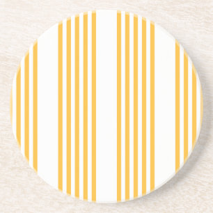 Sunny yellow and white five stripe pattern coaster