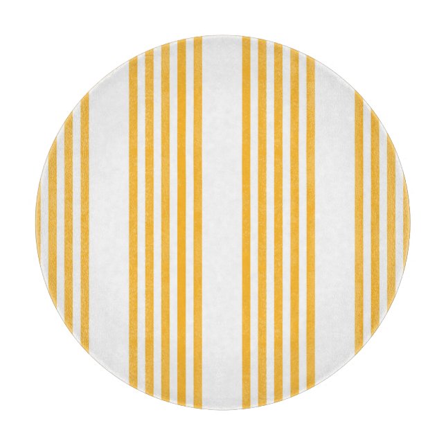 Sunny yellow and white five stripe pattern cutting board (Front)