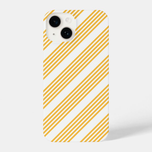 Sunny yellow and white five stripe pattern iPhone case (Back)