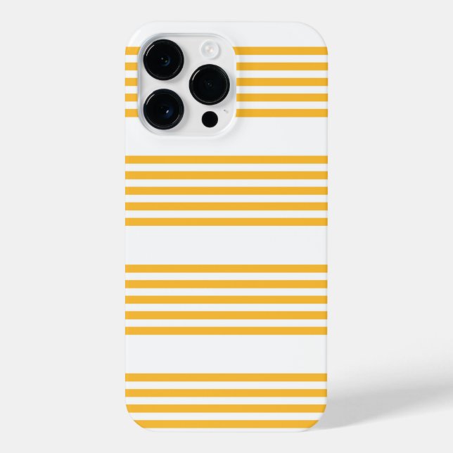 Sunny yellow and white five stripe pattern iPhone case (Back)