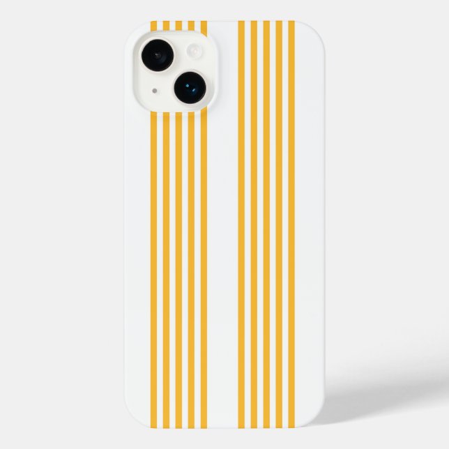 Sunny yellow and white five stripe pattern iPhone case (Back)