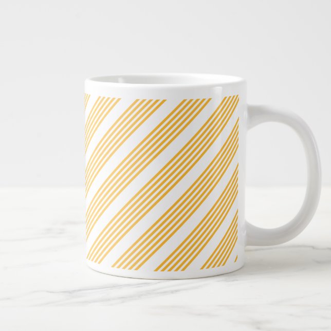 Sunny yellow and white five stripe pattern large coffee mug (Right)