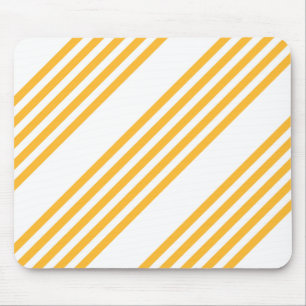 Sunny yellow and white five stripe pattern mouse pad