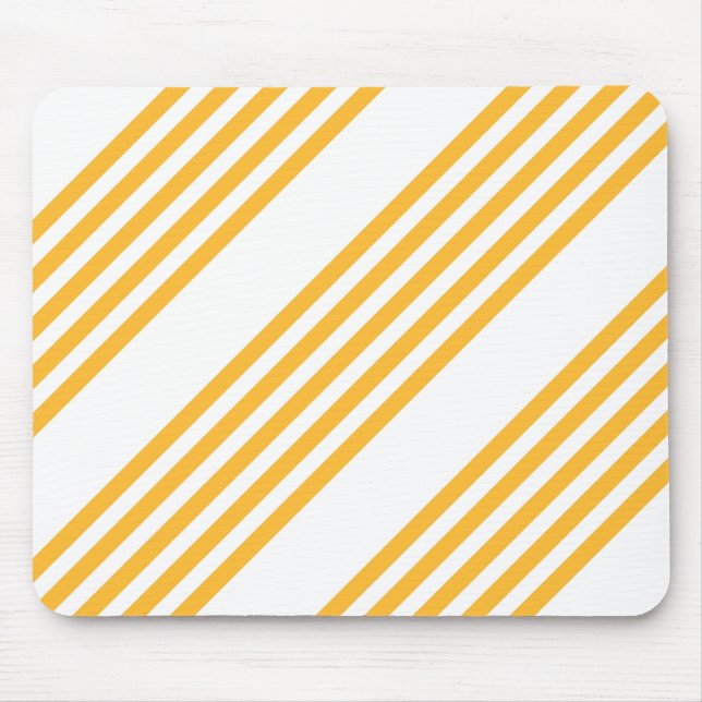 Sunny yellow and white five stripe pattern mouse pad (Front)