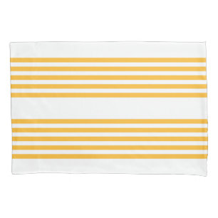Sunny yellow and white five stripe pattern pillowcase