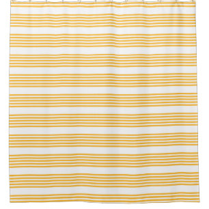 Sunny yellow and white five stripe pattern shower curtain
