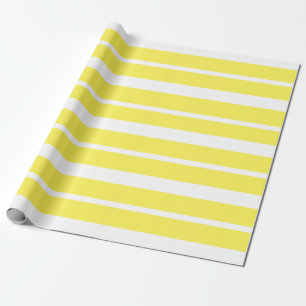 Sunny Yellow and White Striped Wrapping Paper