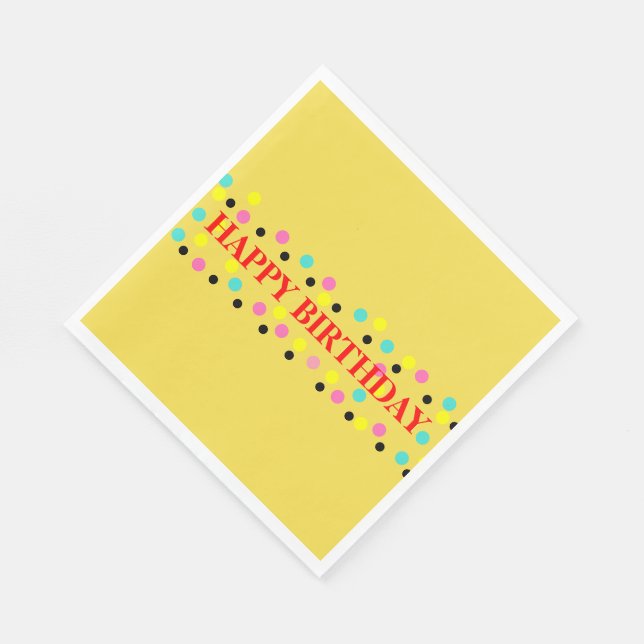 Sunny Yellow Birthday Polka Dots Napkin (Corner)