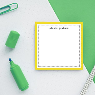 Sunny Yellow Border Add Name Personalised Post-it Notes