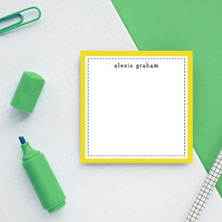 Sunny Yellow Border Add Name Personalised Post-it Notes