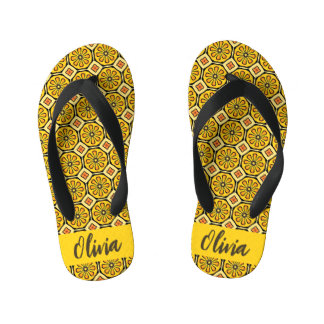 Sunny Yellow Citrus Bloom Kid's Thongs