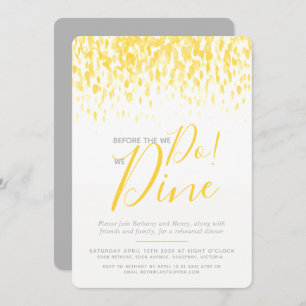 Sunny yellow dab art rehearsal dinner before we do invitation