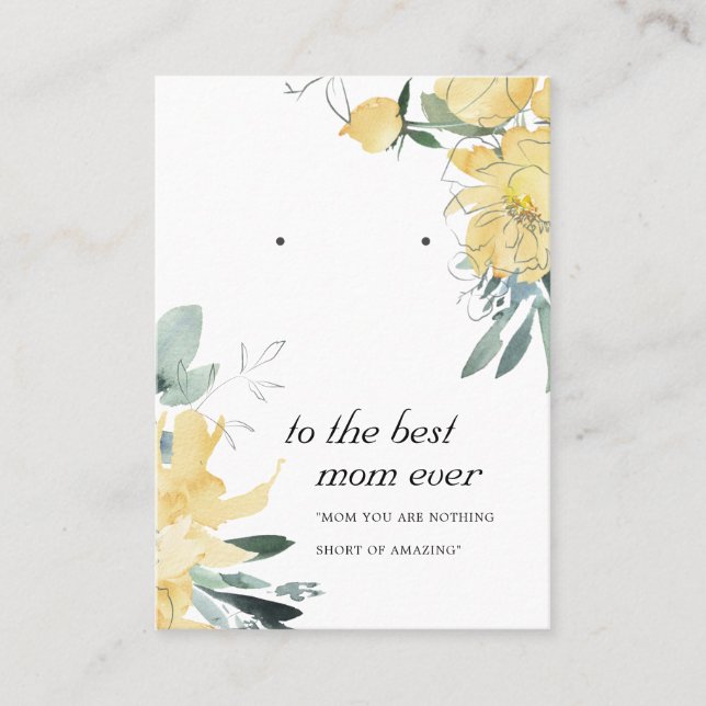SUNNY YELLOW FLORAL MOM GIFT EARRING DISPLAY CARD (Front)