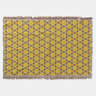 Sunny Yellow Flowers Whimsical Throw Blanket