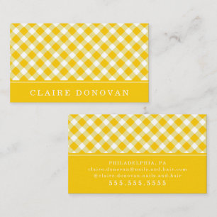 Sunny Yellow Gingham Business Card