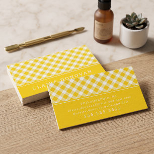 Sunny Yellow Gingham Business Card