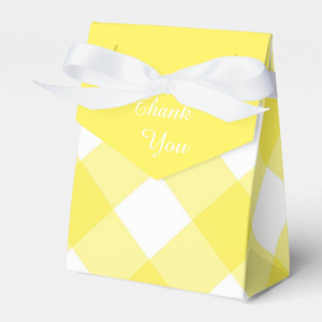 Sunny Yellow Gingham Pattern Favour Box (Front Side)