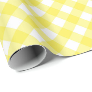 Sunny Yellow Gingham Pattern Wrapping Paper