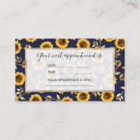 Sunny Yellow Gold Navy Sunflowers Leaves Pattern