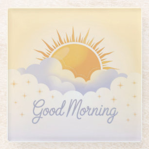 Sunny Yellow Good Morning Glass Coaster
