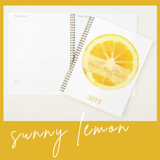 SUNNY YELLOW LEMON CUT CITRUS FRUIT SLICE PHOTO  PLANNER