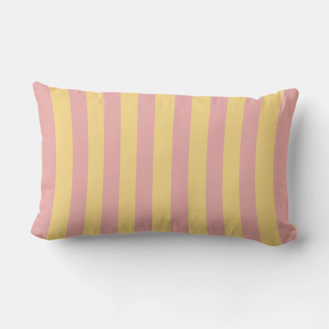 Sunny Yellow & Pink Striped  Lumbar Cushion (Back)