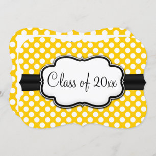 Sunny Yellow Polka Dot Graduation/Party Invitation