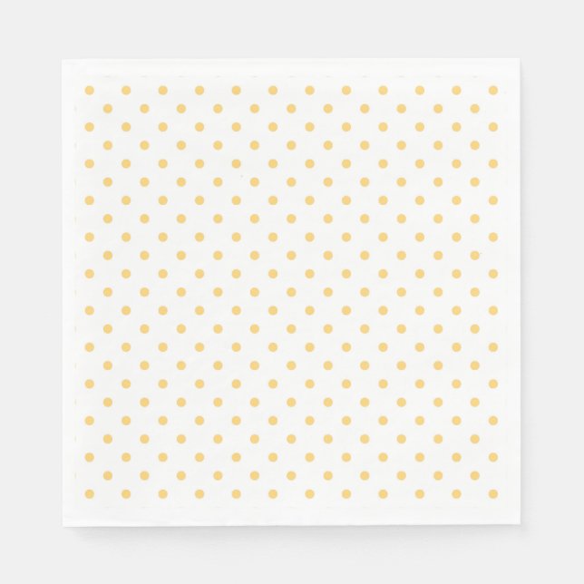 Sunny Yellow Polka Dot White Party Napkin (Front)